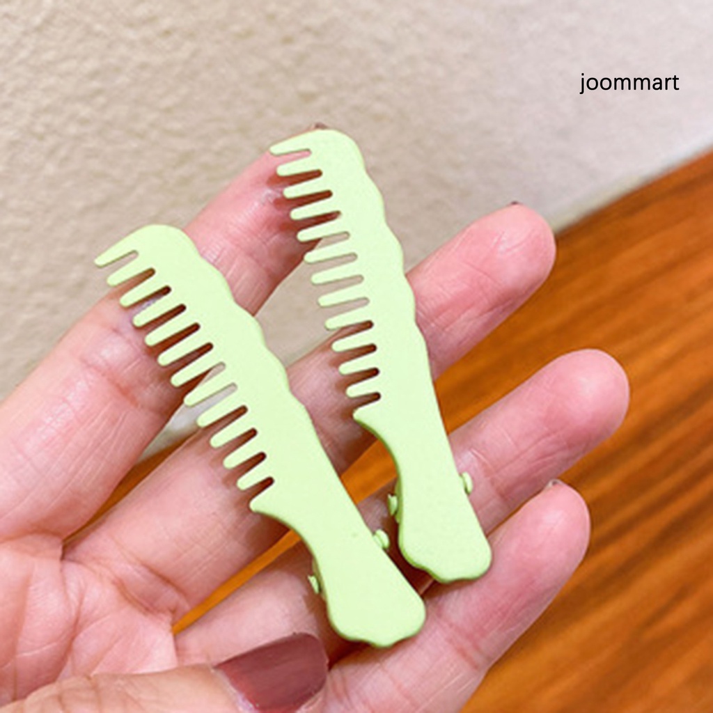 Kẹp Tóc Màu Trơn Chống Trượt Thiết Kế Hình Lược Hoạt Hình Dễ Thương