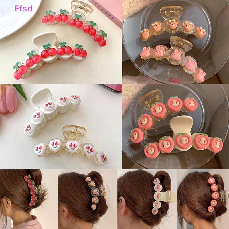 1 Kẹp Tóc Hình Quả Cherry / Gấu / Cá Mập / Hoa Tulip Cỡ Lớn Dễ Thương Cho Nữ