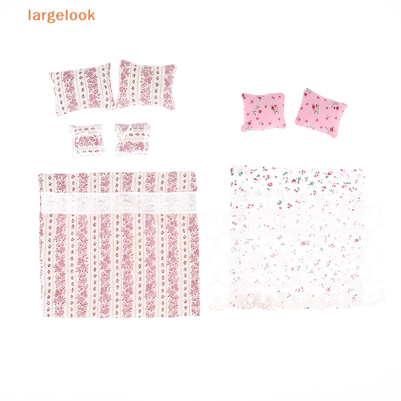 1 Bộ Chăn Ga Và Vỏ Gối Phối Ren Tỉ Lệ 1: 12 Cho Nhà Búp Bê