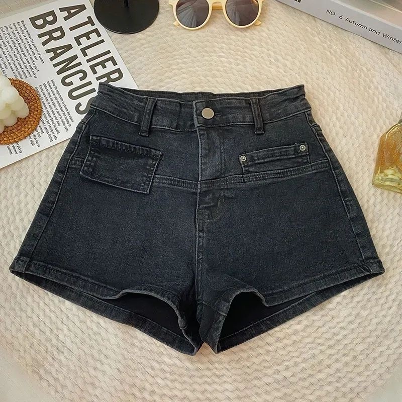 Quần Short Denim Lưng Cao Ống Rộng Phong Cách Hàn Quốc Cổ Điển Thời Trang Xuân Hè Hàng Mới 2023 Dành Cho Bạn Nữ