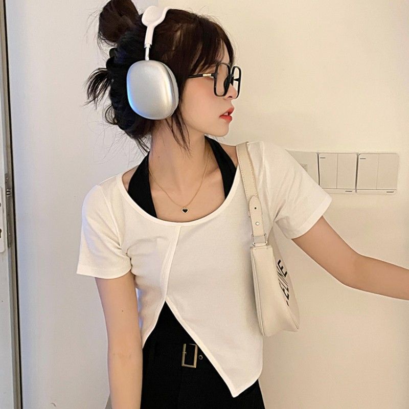 Áo Thun Ngắn Tay Giả Hai Lớp Plus Size Thời Trang Cho Nữ