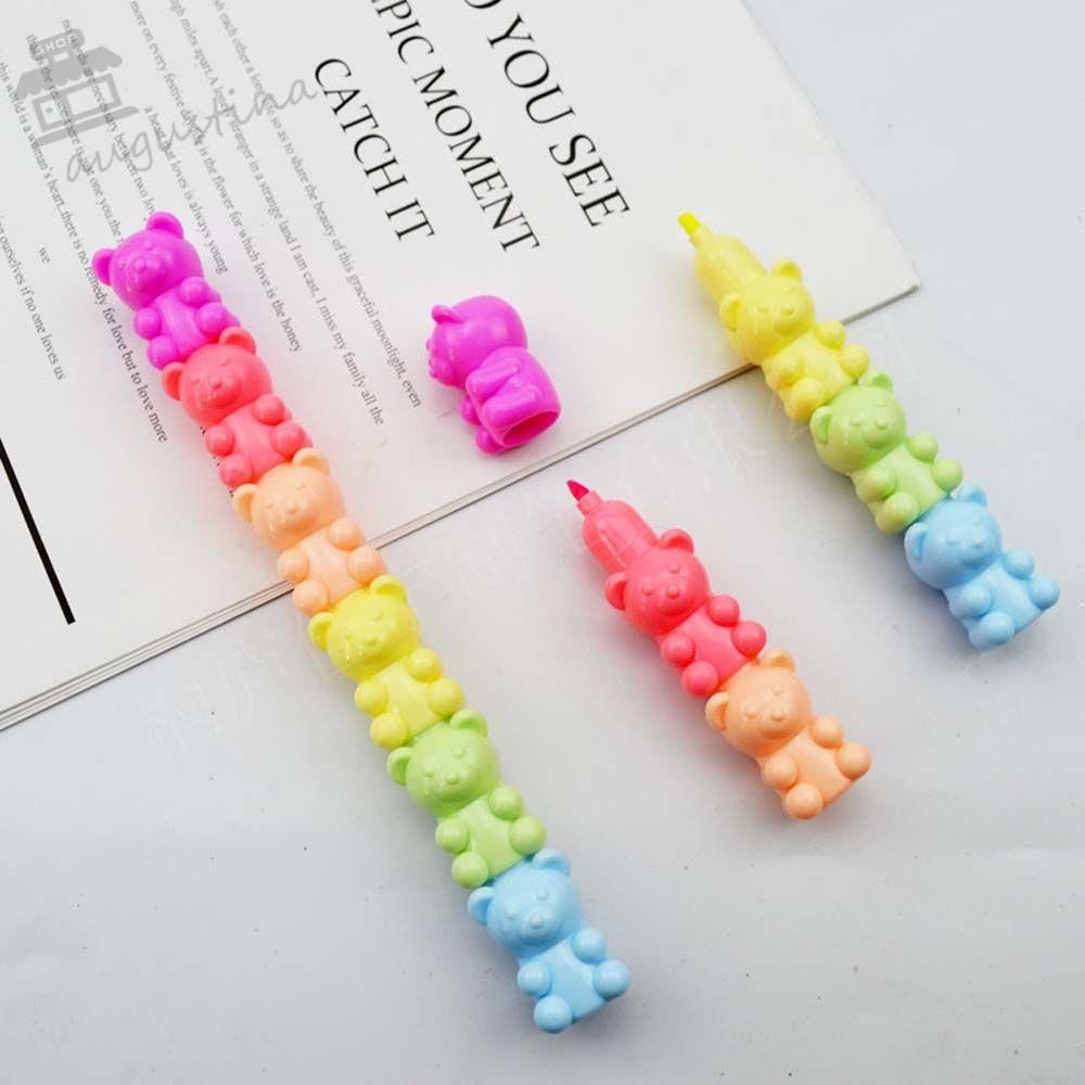 Augustina Bút Dạ Quang 5 Màu Mini Hình Gấu Dễ Thương Làm Quà Tặng Cho Bé / Văn Phòng