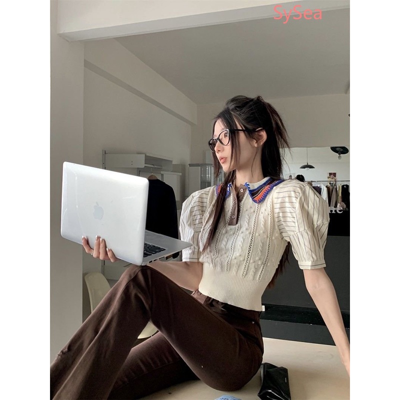 Áo Dệt Kim Thời Trang Retro Pháp Xinh Xắn Cho Nữ