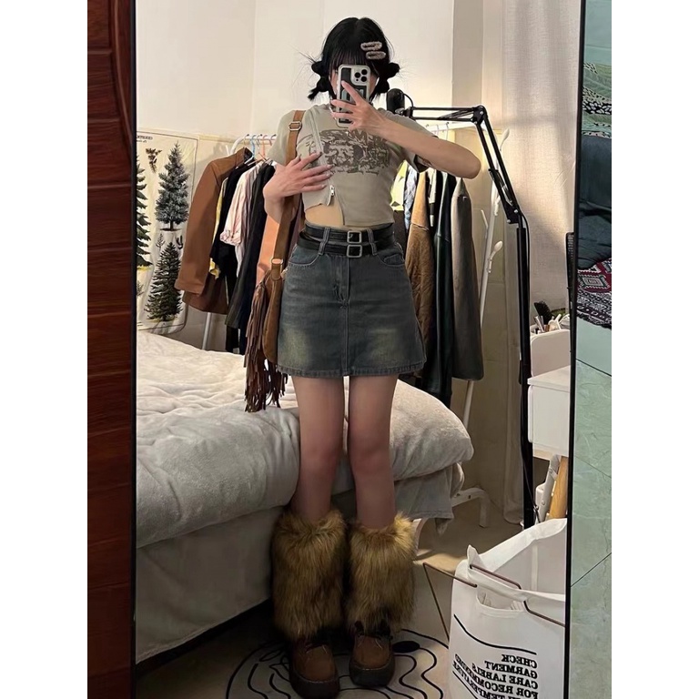 [F &amp; X] Áo Thun Cotton Ngắn Tay Phối Khóa Kéo Lệch Vai Phong Cách Công Nghiệp Retro Mỹ Độc Đáo