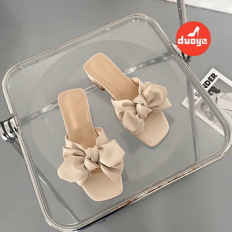 Dép Xỏ Ngón Đế Dày Đính Nơ Phong Cách Pháp Thời Trang Mùa Hè Dành Cho Nữ 2022