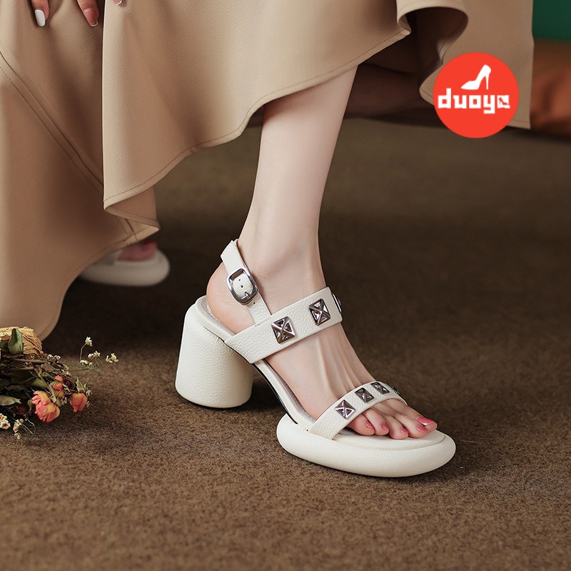 Duoya Tóc Thẳng ~ [Hàng Có Sẵn] Sandal Cao Gót Hở Ngón Đế Dày Không Thấm Nước Thoải Mái Thời Trang Cho Nữ Miễn Phí Vận Chuyển