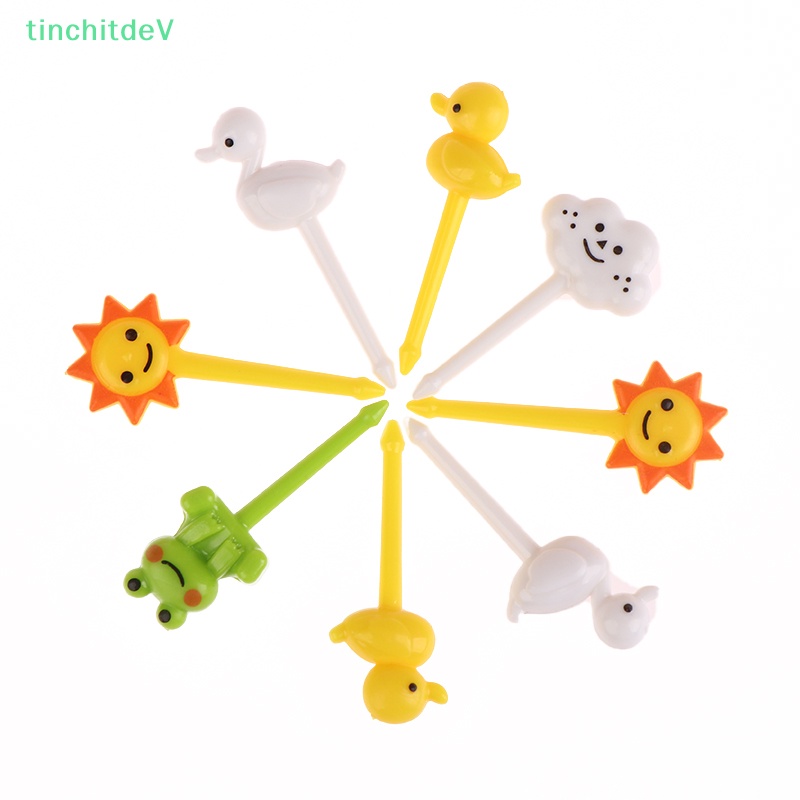 Bộ 8 Nĩa Ăn Trái Cây / Tráng Miệng Hình Động Vật Hoạt Hình Mini Cho Bé