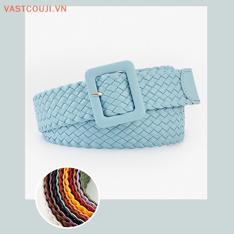 Thắt Lưng Bện Khóa Vuông Màu Kẹo Đơn Giản Thời Trang Hàn Quốc Cho Nữ