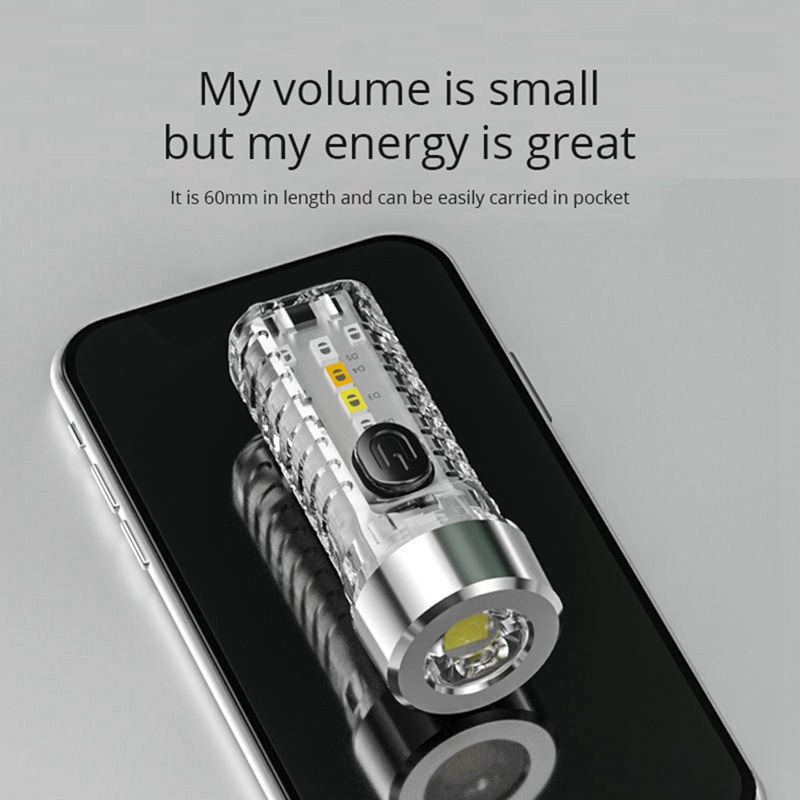 Móc Khóa Đèn Pin Mini Đa Năng Màu Đỏ Và Xanh Dương Có Thể Sạc Lại