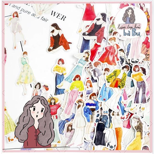 Set 100 stickers cô gái loại trung