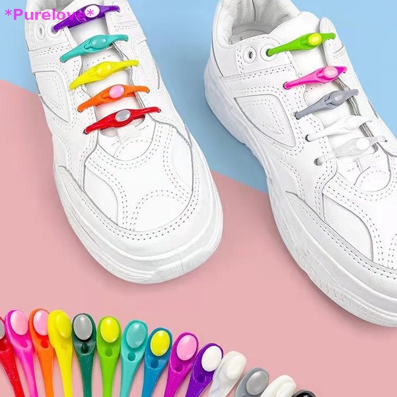 Set 12 Dây Giày Bằng Silicon Co Giãn Không Cần Buộc Tiện Dụng Mới