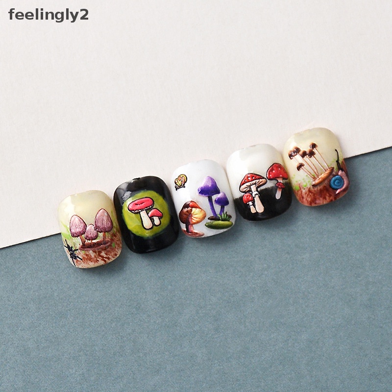 Miếng Dán Trang Trí Móng Tay Hình Nấm 5D Nhiều Màu Sắc