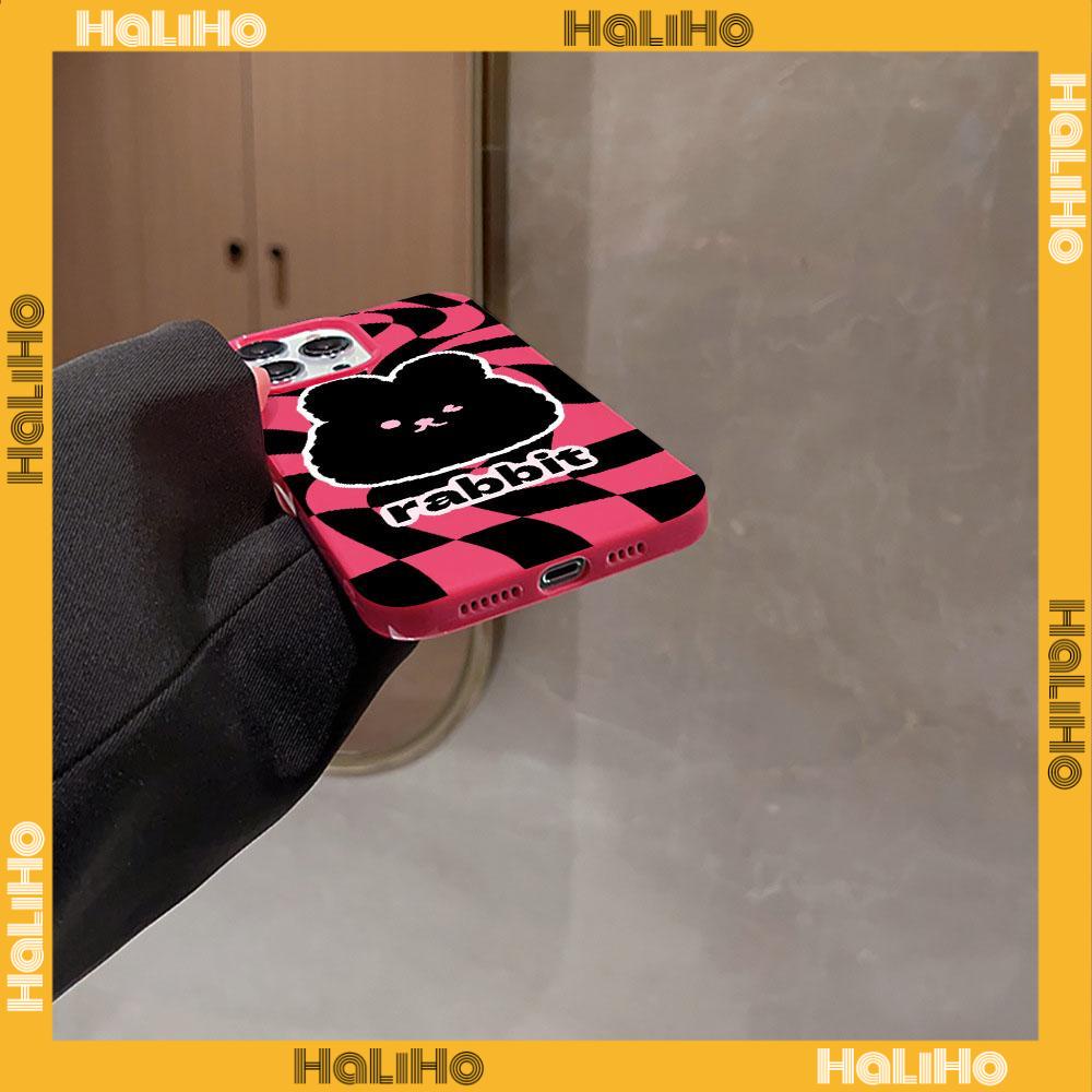 For iPhone 11 iPhone Case Red Glossy TPU Soft Case Shockproof Protection Camera Cute Black Big Head Rabbit Compatible with iPhone 14 13 Pro max 12 Pro Max 11 xr xs max 7 8Plus