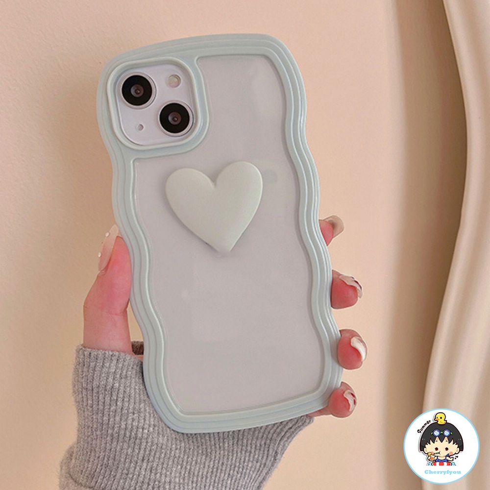 Ốp Điện Thoại TPU Mềm Trong Suốt Chống Sốc Viền Lượn Sóng Hình Trái Tim Cho IPhone 14 13 12 11 Pro Max XS XR 8 7 Plus