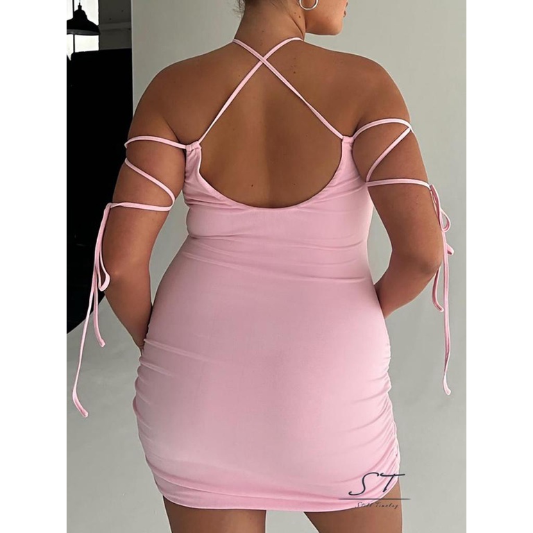 Đầm Mini Dáng Ôm Không Tay Hở Lưng Thiết Kế Khoét Rỗng Thời Trang CY03 Cho Nữ