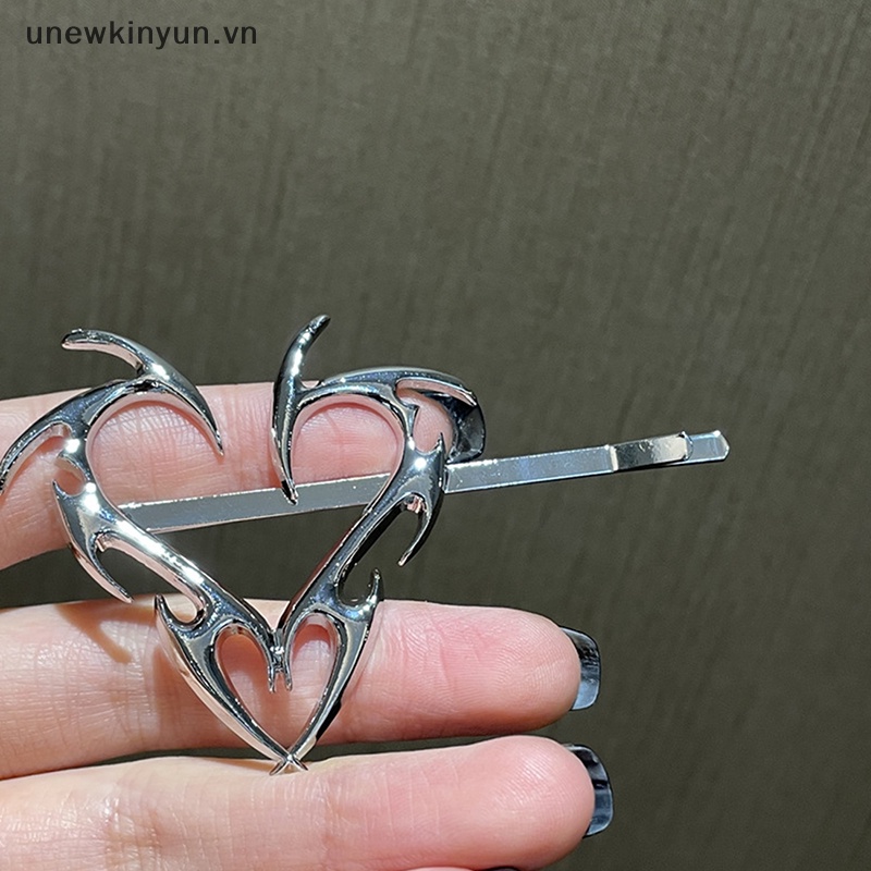 Kẹp Tóc Kim Loại Hình Trái Tim Độc Đáo Phong Cách Hip Hop Cho Nữ