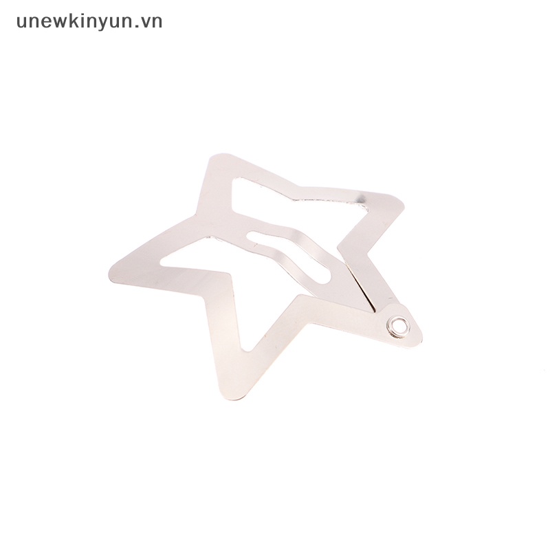 Bộ 4 Kẹp Tóc Họa Tiết Ngôi Sao Màu Bạc Phong Cách Tối Giản Cho Nữ