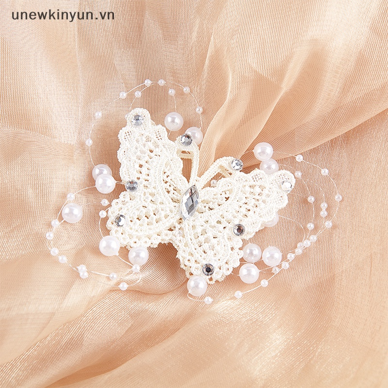 Kẹp Tóc Hình Bướm Đính Pha Lê &amp; Ngọc Trai Cho Cô Dâu