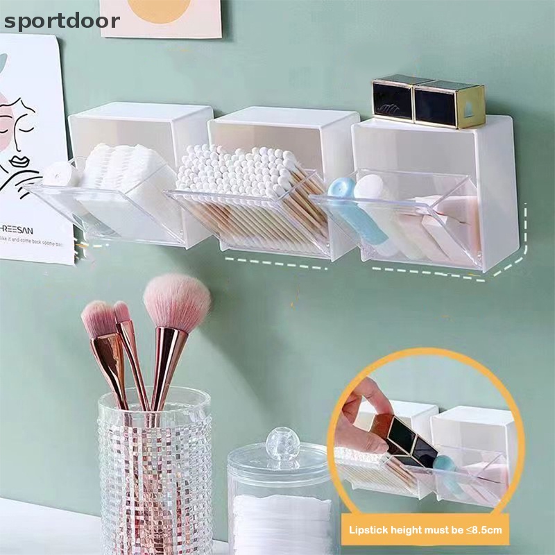 Hộp Giá Đỡ Bông Tăm / Bông Trang Điểm Gắn Tường Bằng Nhựa Chống Bụi