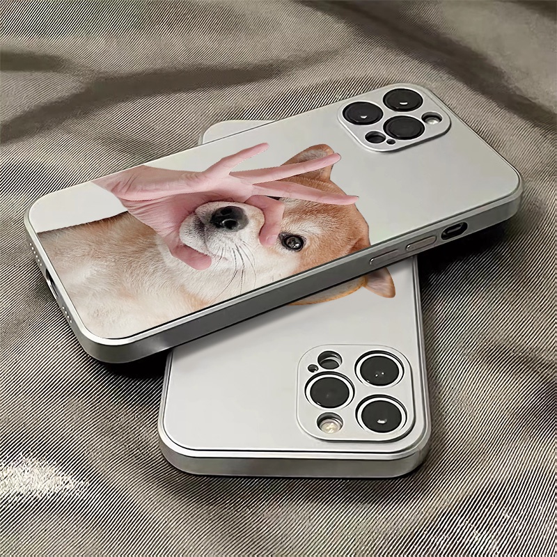 Ốp Điện Thoại TPU Silicon Chống Sốc Mạ Điện Hình Chú Cún Cho IPhone 14 13 12 Pro Max 11 XS XR X 8 7 6S Plus
