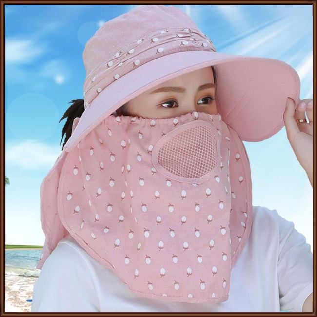 Mũ Rộng Vành Kèm Khẩu Trang Chống Tia UV Thiết Kế Thoáng Khí Thời Trang Mùa Hè Cho