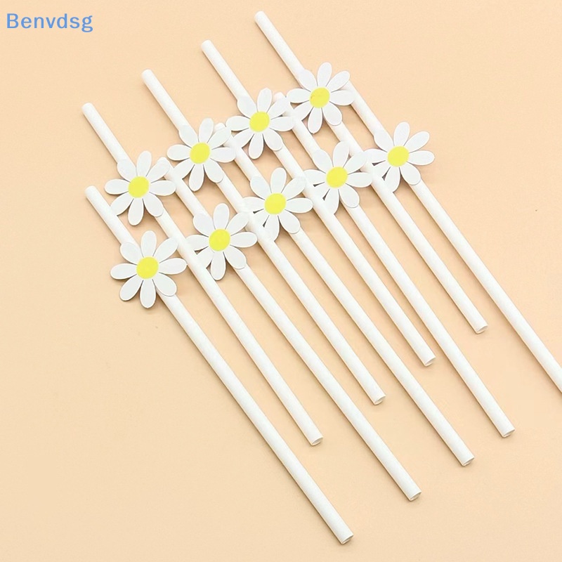 Set 30 Ống Hút Giấy Họa Tiết Hoa Cúc Dùng Một Lần Tiện Dụng