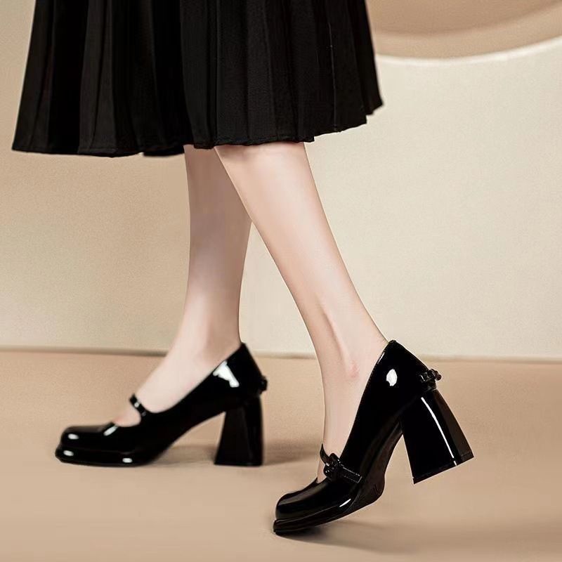 LORRTTA giày cao gót nữ giày nữ lolita giày Giày búp bê gót đại đính tinh thể 2023NEW BK20Z23051107