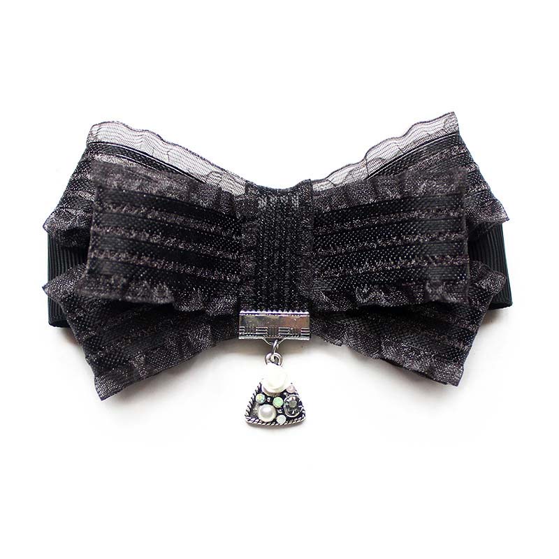 Cà Vạt Nơ Ren Màu Đen Phong Cách Vintage Dành Cho Nữ