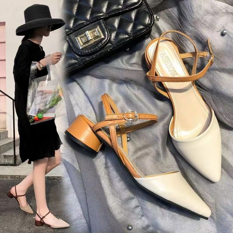 Giày Sandal Cao Gót Mũi Nhọn Thời Trang Hàn Quốc 2023 Cho Nữ