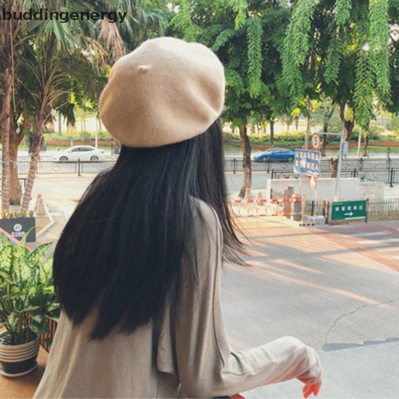 {BUDDI} Mũ Beret Len Màu Trơn Giữ Ấm Mùa Đông Phong Cách Retro Pháp Thanh Lịch Phù Hợp Với Nữ {BUDDI {buddingenergy}