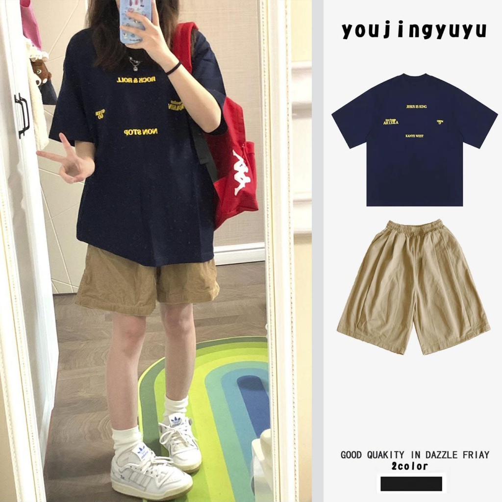 Set Áo Thun Tay Ngắn Và Quần Short Thời Trang Mùa Hè 2023 Cho Nữ