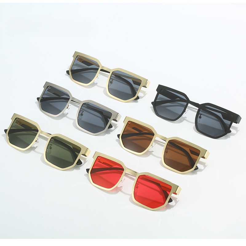 Kính Mát Gọng Vuông Kim Loại Phong Cách Punk Cho Nam Và Nữ