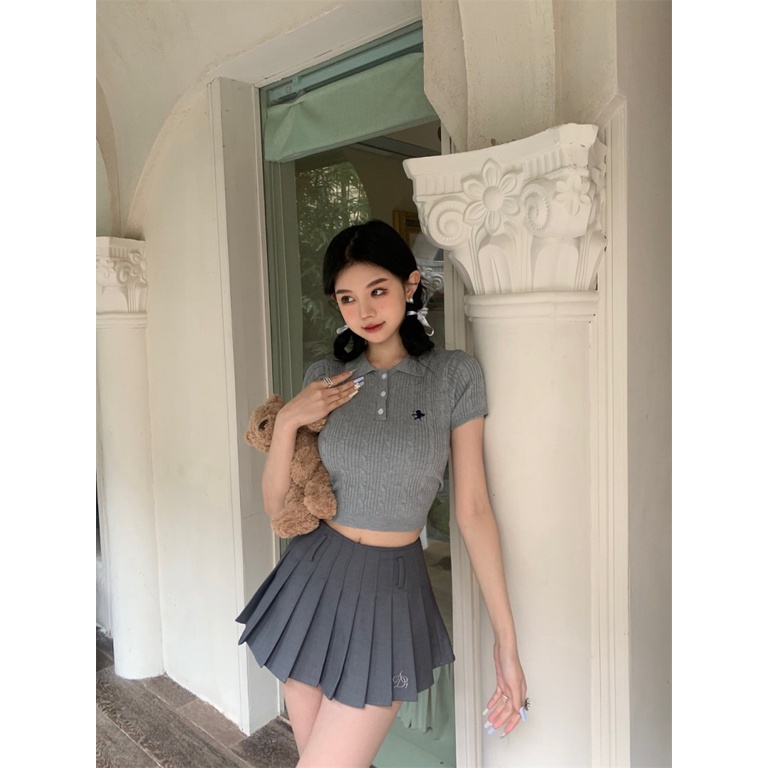 Áo Thun POLO Ngắn Tay Thêu Họa Tiết Thời Trang Dành Cho Nữ