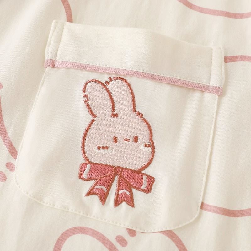 [Mã FADEP1904 giảm đến 30k đơn từ 99k] Bộ đồ ngủ FDS ngắn tay họa tiết thỏ hồng hoạt hình ngọt ngào thời trang xuân hè