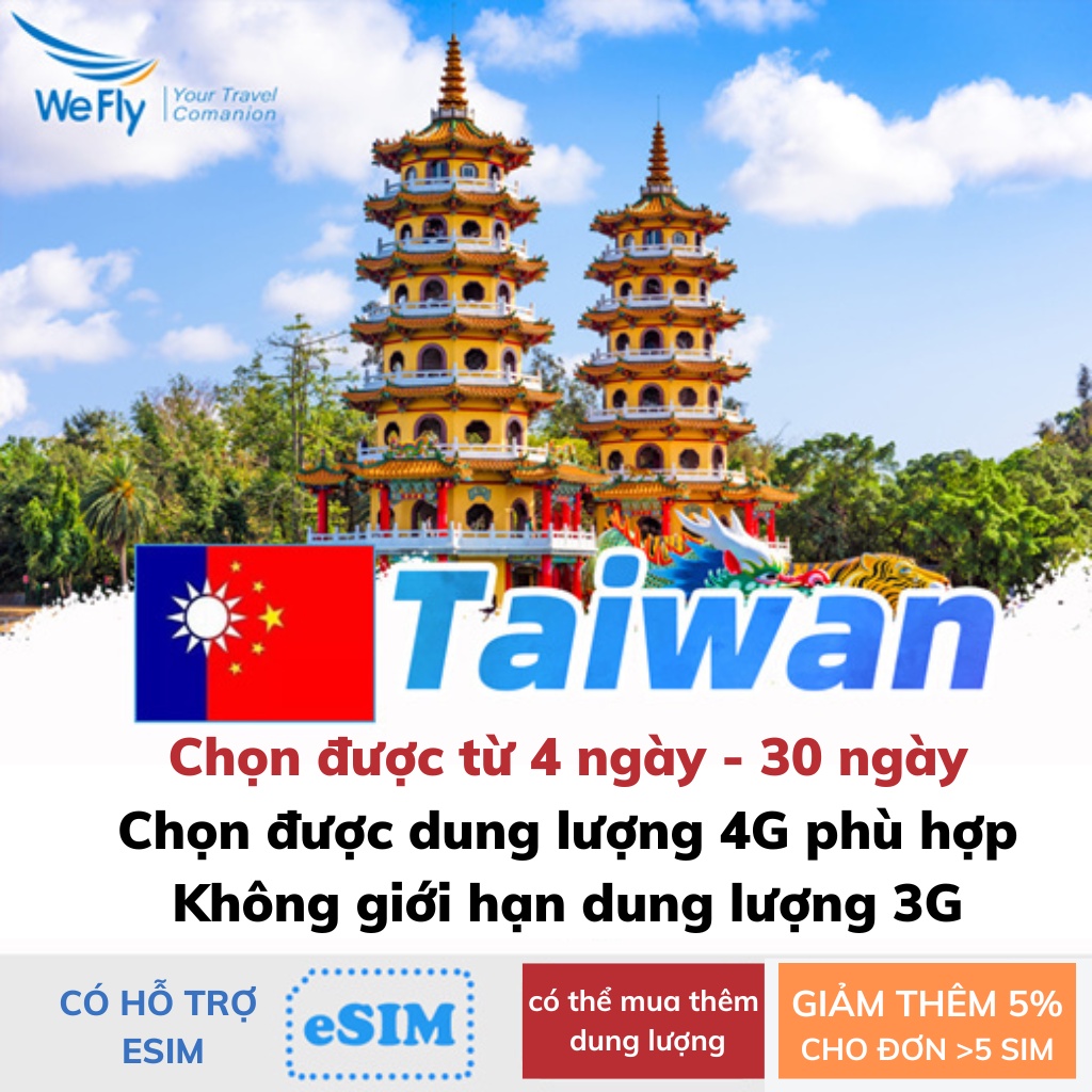 Sim du lịch Đài Loan tốc độ cao 4G không giới hạn dung lượng nhiều lựa chọn chính hãng