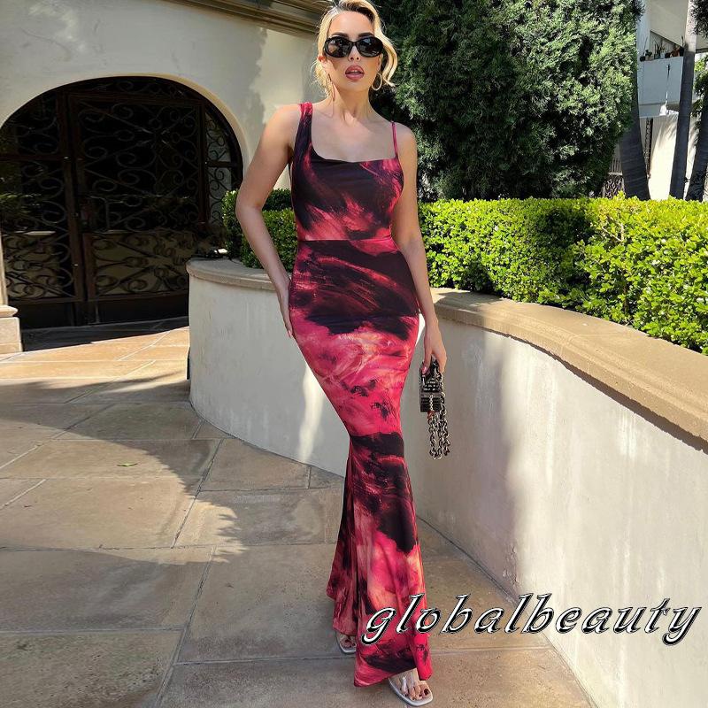 Đầm Hai Dây Dáng Dài Màu Nhuộm Thời Trang Mùa Hè Cho Nữ