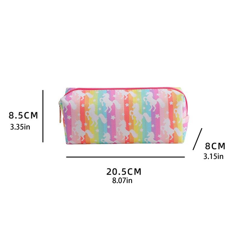 Túi Đựng Bút Họa Tiết Kỳ Lân Hoạt Hình Màu Cầu Vồng Sức Chứa Lớn