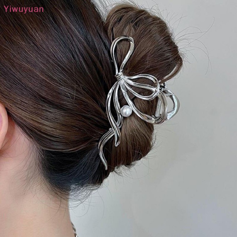 Kẹp Tóc Đính Ruy Băng Màu Vàng / Bạc Thời Trang Mới Cho Nữ