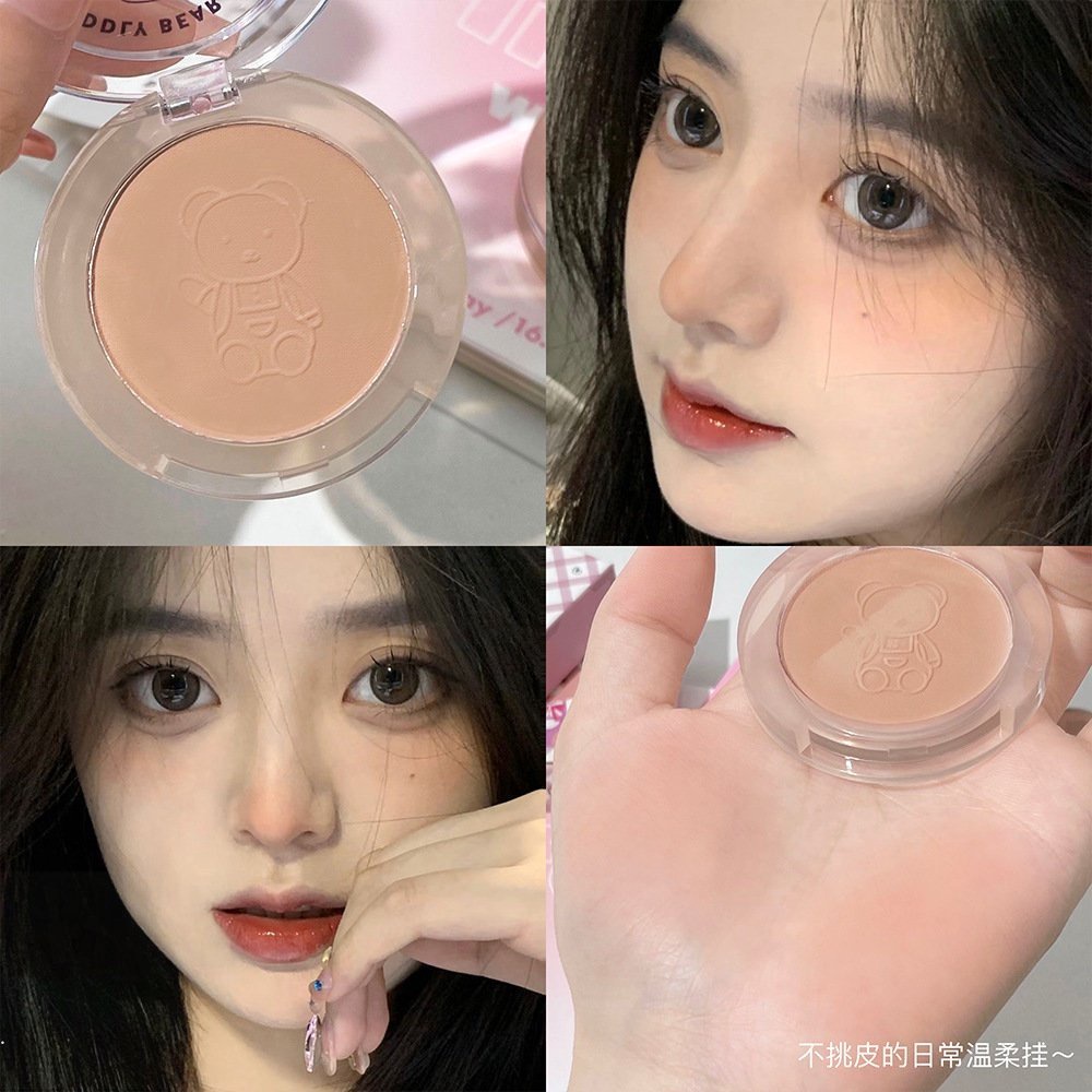 Bảng Phấn Má Hồng 2 Màu Lì Chống Nước Lâu Trôi Hình Gấu Dễ Thương