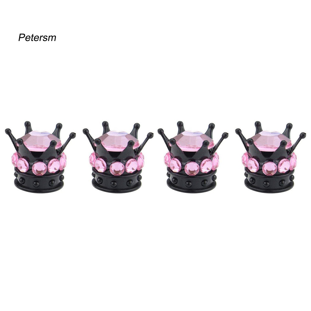 Set 4 Nắp Van Bánh Xe Đính Đá Lấp Lánh