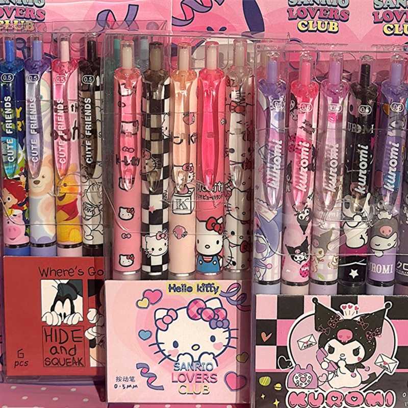 Hộp 6 Bút Mực Nước Ngòi 0.5mm Hình Hello Kitty