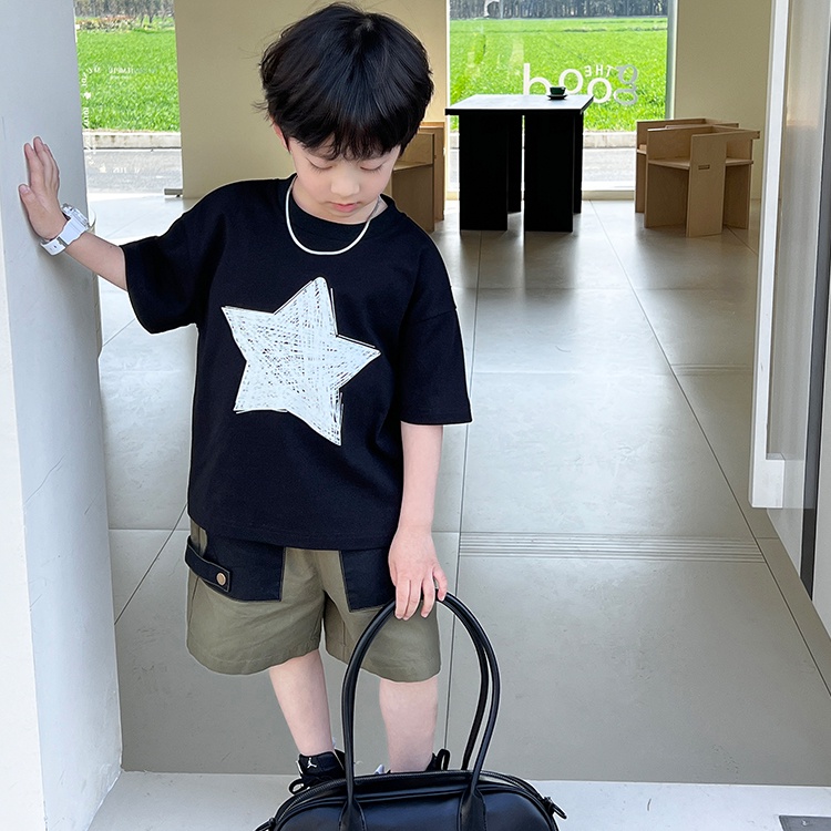 Áo Thun Tay Ngắn Dáng Rộng Phong Cách Hàn Quốc Thời Trang Mùa Hè Dễ Phối Đồ Cho Bé Trai