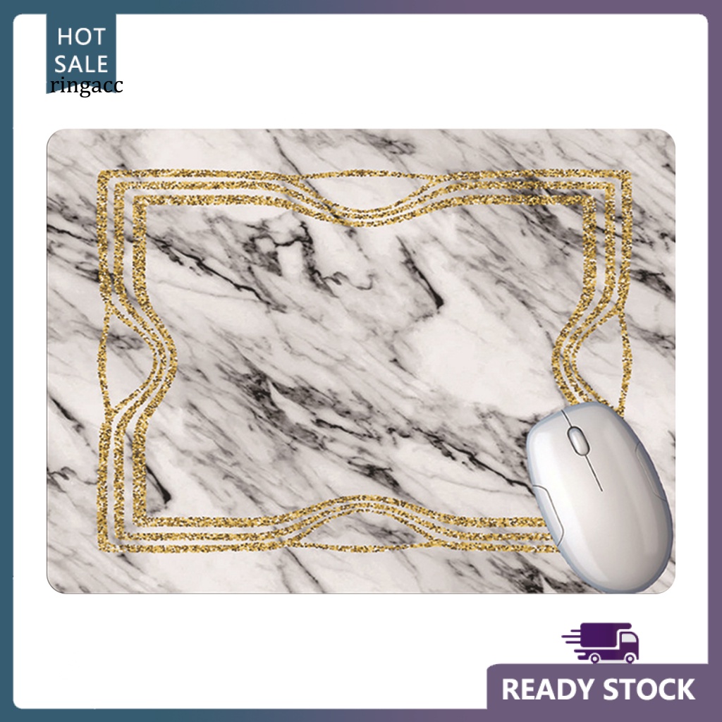 Rga Tấm Lót Chuột Bàn Phím Mềm Chống Trượt Bề Mặt Đá Cẩm Thạch Viền Màu Vàng Kim Dành Cho Gia Đình