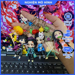 Móc khóa mô hình nhân vật đứng Thanh Gươm Diệt Quỷ Tanjiro Tanjirou Nezuko Inosuke Zenitsu Kimetsu no Yaiba