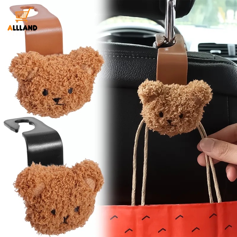 Móc Treo Đồ Gắn Gối Tựa Đầu Xe Hơi Bằng ABS Hình Gấu Bông Dễ Thương Có Thể Tháo Rời