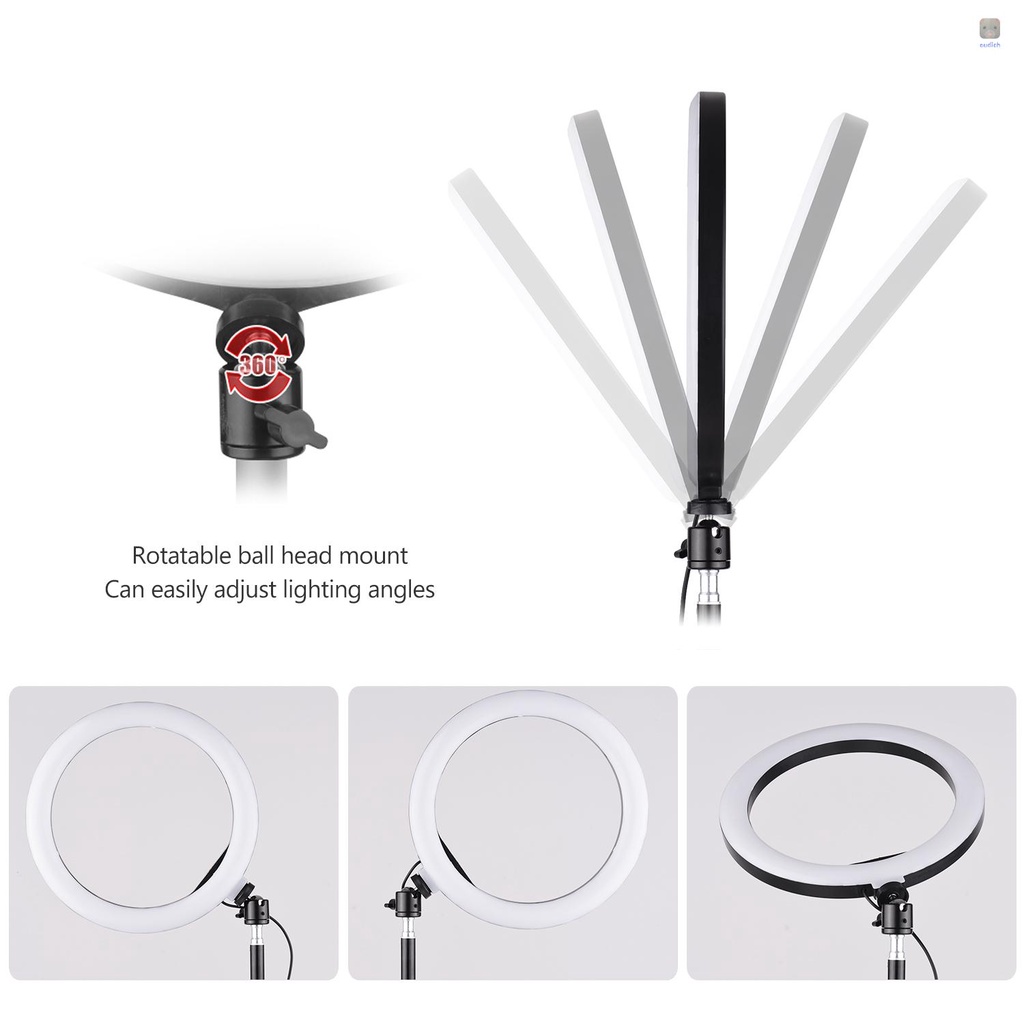 Đèn LED Andoer 10 Inch 3 Chế Độ 3200-5600K Cổng USB Kèm Giá Đỡ Điện Thoại Điều Khiển Từ Xa Tiện Dụng