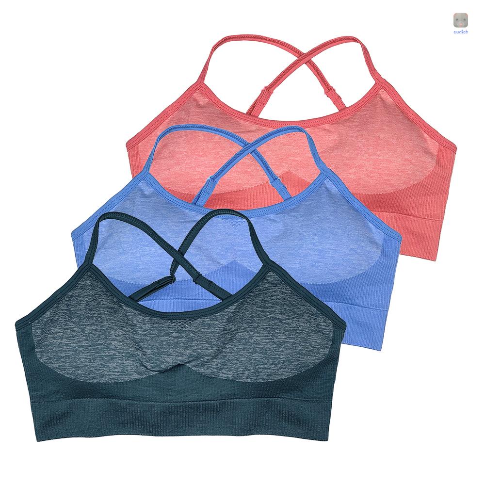 Set 3 Áo Ngực Thể Thao Không Gọng Dây Chéo Lưng Có Thể Tháo Rời Cho Nữ