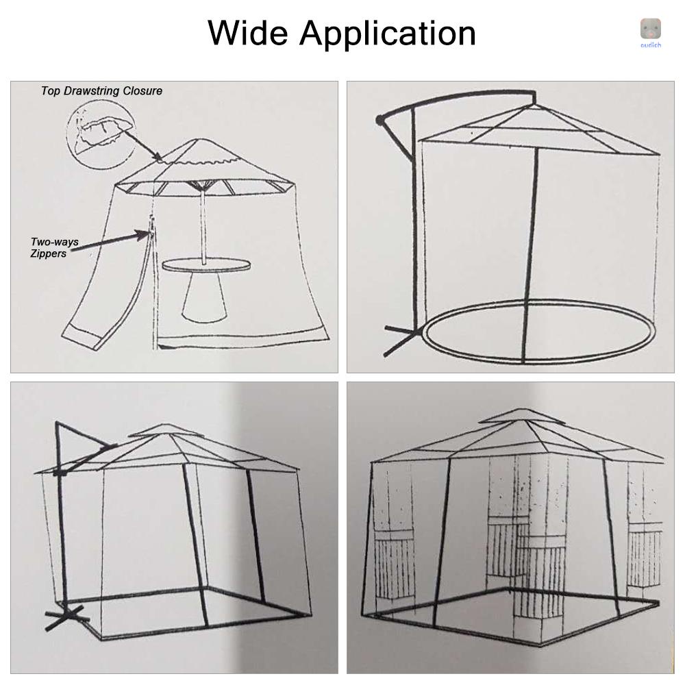 Tấm Lưới Gắn Dù 11ft Có Thể Điều Chỉnh Kèm Khóa Kéo Đôi Cho Sân Vườn Ngoài Trời