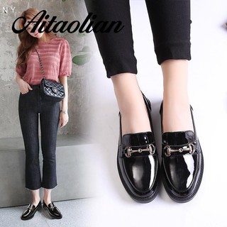 Giày Lười Da Bóng Thời Trang vintage Cho Nữ