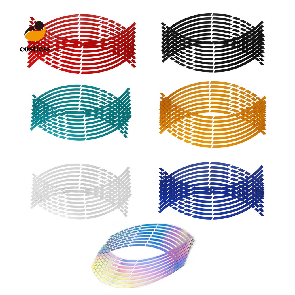 Bộ 16 Miếng Dán Phản Quang Nhiều Màu Sắc Trang Trí Vành Bánh Xe Hơi Xe Máy